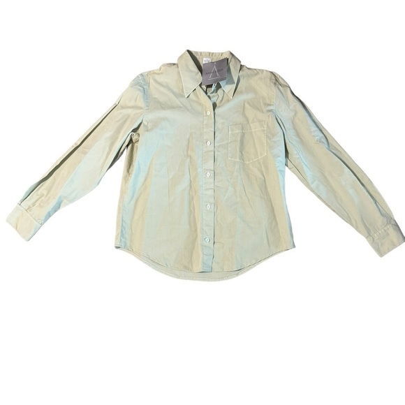 NWT Vintage New Anne Klein Top Women’s 12 Light Green Collard Button Up Shirt - Picture 1 of 13